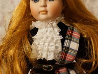    ALBERON      Scottish doll by Alberon from UK is a hand pointed porcelain doll with bright blue eyes,  