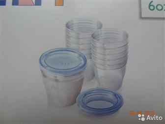 Набор из 5  контейнеров  для хранения грудного молока Philips Avent ( 4 абсолютно новые и 1 б/у ), В комплекте адаптер для молокоотсоса Avent, Состояние: Новый в Воронеже